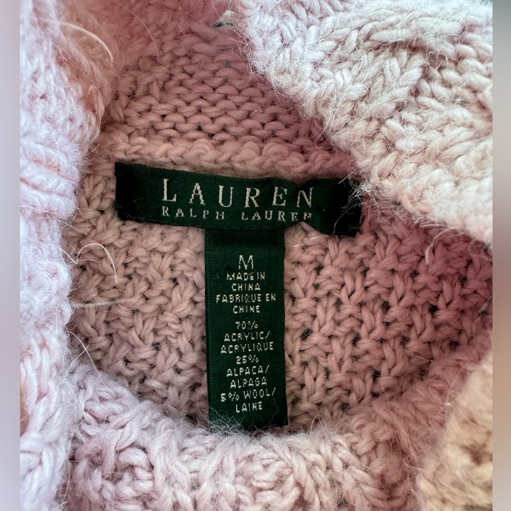 Lauren Ralph Lauren Sweater Mock Turtleneck Cable Knit Tunic Womens Size Medium - Picture 5 of 10
